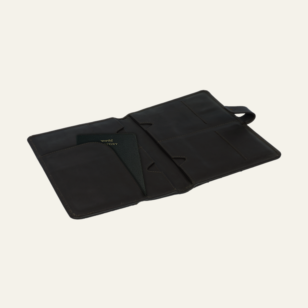 Family Passport Holder - 4 Passport Slots with Press Lock Closure